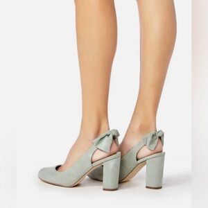 ✨JustFab✨mint suedelike 9.5 slingback heels